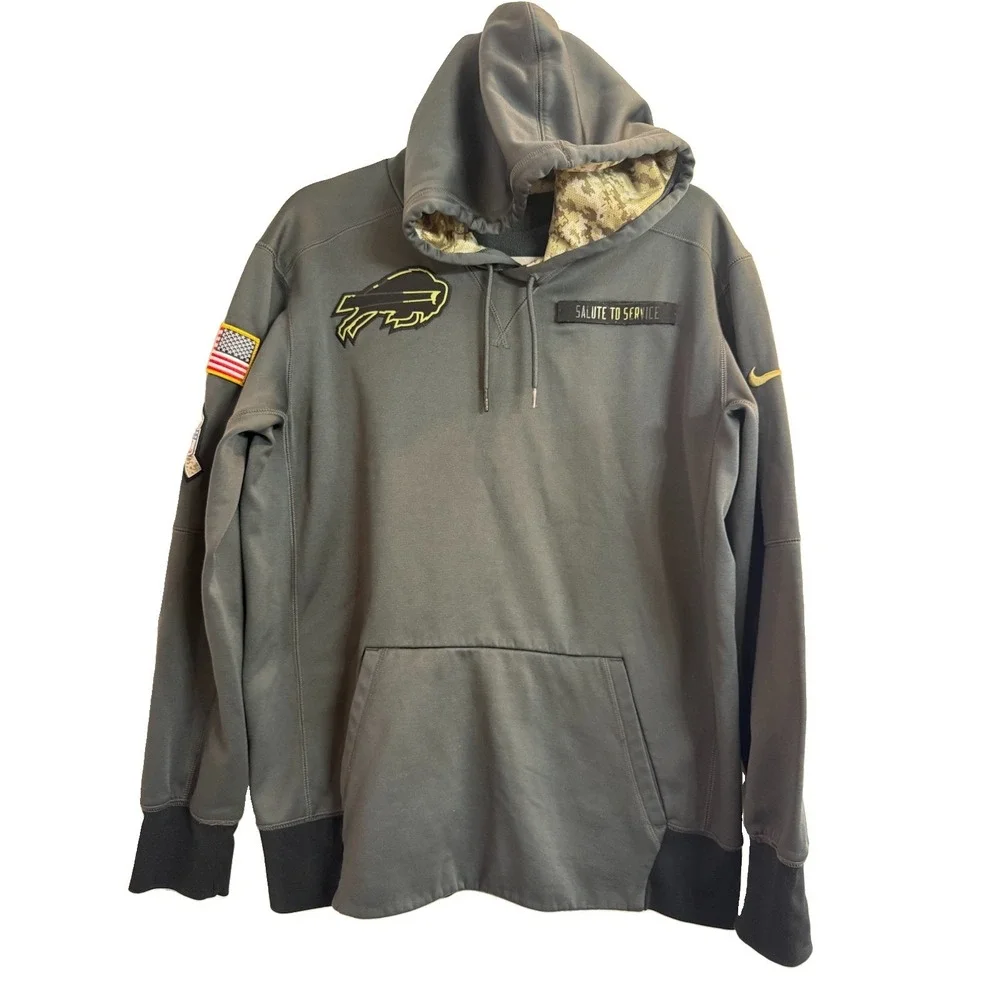 Nike Buffalo Bills Salute To Service 2016 Hoodie Anthracite Camo Mens Large L
